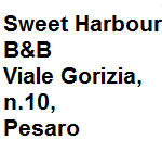 Sweet Harbour B&B Pesaro, che si trova accanto al Museo Benelli. Lo Stabilimento Balneare Chalet a Mare dista 4.2 km da Sweet Harbour B&B, mentre il Palazzo Ducale si trova a 1 km dalla struttura. Le camere dispongono dei bagni privati, una TV a schermo piatto con canali satellitari, un televisore e un WC separato. Sono disponibili cuffie per la doccia, una doccia e una cuffia per la doccia. Indirizzo della struttura: vl. Gorizia 10 Pesaro cell. 3393677877